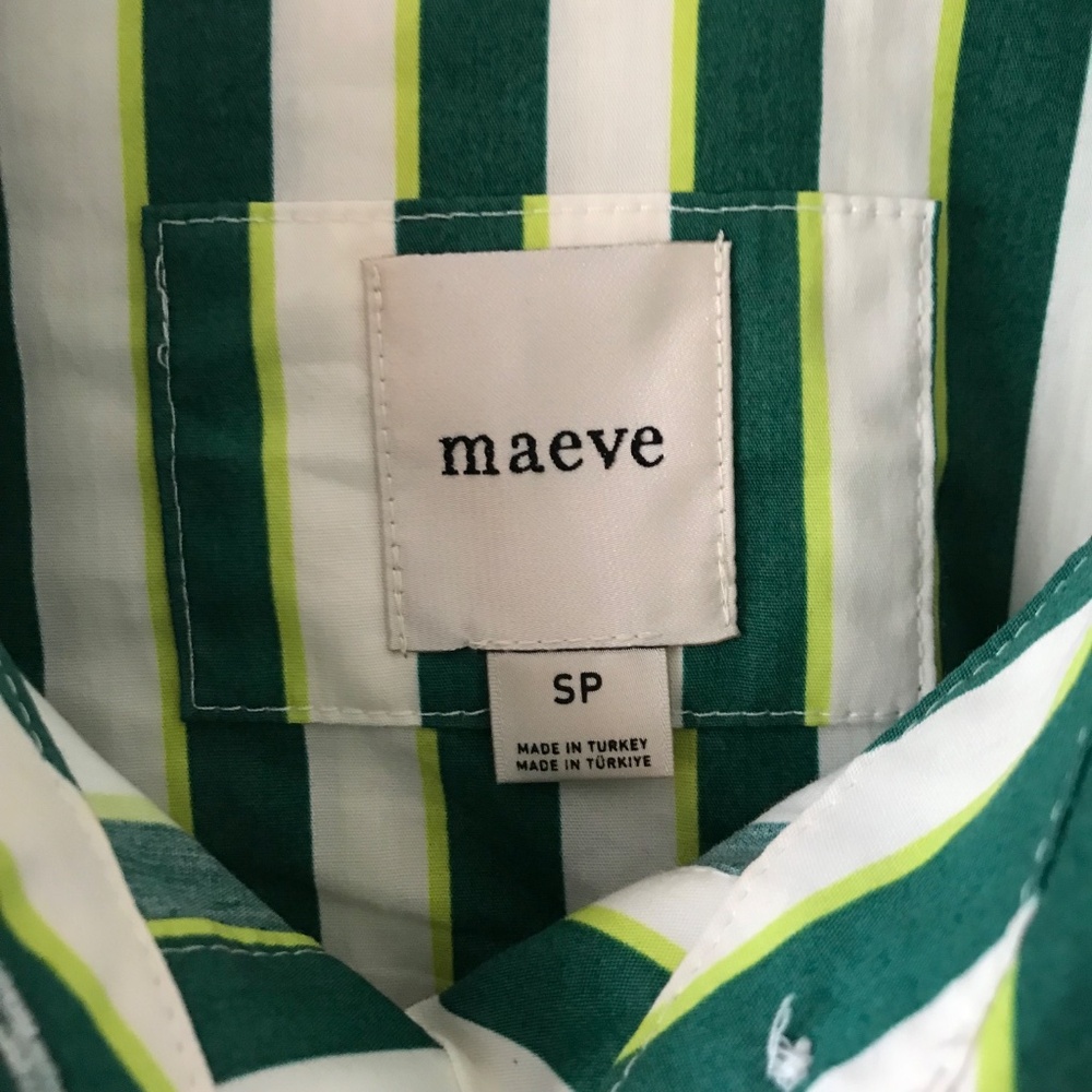 Maeve Anthropologie The Bettina Size S Tiered Striped Cotton Midi Shirt Dress - Picture 9 of 11